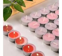 30 Packs Scented Tealight Candles, 4 Hours Rose & Lavender Scented Tea Lights, Smokeless Long Burning Candles for Wedding, Party,Halloween, Christmas