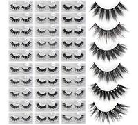 30 Pairs 6 Styles Faux Mink Eyelashes,16mm-20mm Lashes Natural Look to Dramatic False Eyelashes,Handmade Reusable Fake Eyelashes with Portable Boxes