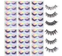 30 Pairs 6 Styles Faux Mink Eyelashes,16mm-20mm Lashes Natural Look to Dramatic False Eyelashes,Handmade Reusable Fake Eyelashes with Portable Boxes