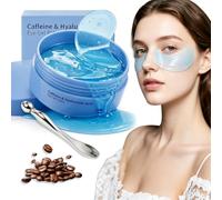 30 Pairs Caffeine Eye Mask, Korean Caffeine Eye Patches with Hyaluronic Acid, Under Eye Gel Patches with A Stainless Steel Eye Massager, for Dark Circles, Puffiness, Bags & Wrinkles