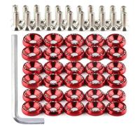 30 Pairs Car Countersunk Washers Screws M6, Anodised Aluminium Washers and M6 x 20 mm Countersunk Screws for Vehicle Bumper Mudguard, Engine Compartment, JDM Automodification Kit (Red)