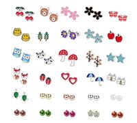 30 Pairs Girls Earrings Set, Stainless Steel Cute Stud Earrings Animals Flowers Pearl Earrings, Best Gifts for Teens Girls Women