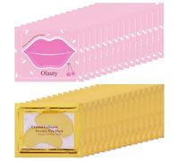 30 Pairs Lip Masks & Eye Mask, 24K Gold Crystal Gel Collagen Eye Patches for Puffy Eyes, Moisturizing Lip Mask Crystal Lip Pads, Under Eye Patches for Dark Circles, Anti Wrinkle Patches for Lip