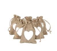 30 Pcs 10x14cm Double Love Drawstring Linen Bag Wedding Wrapping For DIY