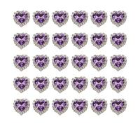 30 Pcs 17 x 18 mm Heart Flatback Rhinestones Sew on Rhinestone Embellishments Shiny Crystal Charms Craft Gems Wedding Dress Decorative Jewels Valentine's Day Nail Diamonds Purple