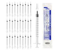 30 Pcs 1ml Syringes Colostrum Collection Kit Plastic Syringes With Caps No Needle 1 ml Syringe Sterile for Refilling and Measuring Liquids for Labs Pets Feeding Oil or Glue