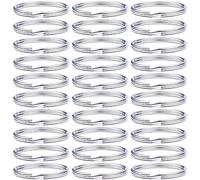 30 PCS 25 mm Keyring Rings,Bulk Metal Split Jump Ring with Double Loops,Plain Round Edge Key Chain,for Home Keys Organization and Crafts Making,Silver