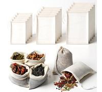 30 Pcs 3 Sizes Reusable Tea Bags Sachet Bags for Loose Tea Cotton Muslin Drawstring Bags Unbleached Tea Filter Bag for Soup,Cold Brew Coffee,DIY Sachets Small Cheese Cloth Bag for Straining