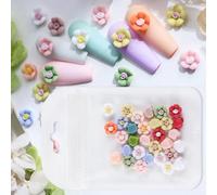 30 Pcs 3D Flower Nails Charms Colorful Floral Art Charms Manicure Supplies Art Decorations for Acrylic