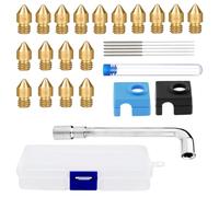 30 Pcs 3D Printer Nozzle Kit, MK8 Brass Nozzles 18 Pcs Various Sizes, with Spanner, Tweezers, Line Needle, Elbow Pipe, Accessories, Needle Tube