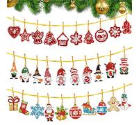30 Pcs 5D Christmas Diamond Painting Pendants, DIY Diamond Art Decor Pendant for Christmas Tree, Diamond Painting Keyrings Kits, Christmas Tree Decoration Keychain Decorative Hanging Ornament