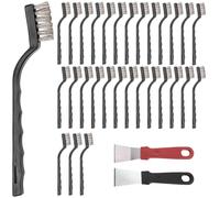 30 Pcs 7-Inch Wire Brushes Made of Stainless Steel for Rust Removal, Includes Two Scrapers, Ergonomic Handles with Anti-Slip Design, Perfect for Metal Cleaning
