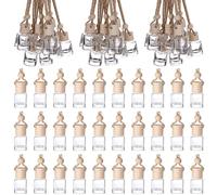 30 PCS 8 ml Hanging Car Air Freshener Diffuser - Cylindrical Shape Empty Clear Glass Essential Diffuser Bottle for Car, Home, Office, Perfume Decor