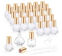 30 Pcs 8ml/0.27oz Essential Oil Roller Bottles Glass Polygonal Roller Bottles Empty Cosmetic Vials Containers with Stainless Steel Roller Balls for Travel Perfume Essential Oil, 2 Dropper, 1 Funnel