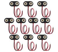 30 pcs 9V Battery Snap Connector, PP3 Snap Connector Plastic T-type Cable Lead with 15cm Flying Leads, Black Hard Plastic Housing Battery Black Red Cable Connection