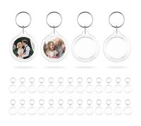 30 Pcs Acrylic Blank Photo Keyrings,Double Sided Blank Photo Keychains, Personalised Clear Photo Insert Key Rings Key Fobs with Rings for DIY Crafting Family Friends Photo Picture Gifts(Round)