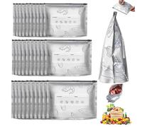 30 Pcs Aluminium Foil Bags, Reusable Freezer Bags with Ziplock, 3 Sizes Food Storage Bags for Meal Prep, Freezing, Travel & Picnics