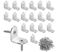 30 PCS Angle Brackets 20x20x16mm L Bracket Corner Brace Stainless Steel Small Brackets with 60 Screws for Wood Furniture Shelves Tables Chairs Fixing and Repairing