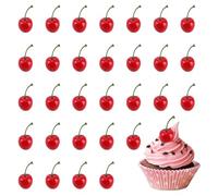 30 Pcs Artificial Cherries, Fake Cherry Set Lifelike Red Cherry Decoration for Crafting Durable Foam Fruit Model for Home Party Christmas Educational Prop Stage Decorations Realistic Craft Accessories