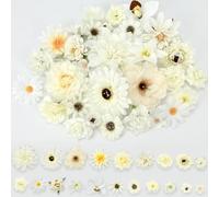 30 Pcs Artificial Flowers Heads, Handmade Flower Decor, Realistic Fake Daisy Peony Flowers Heads, Cake Decorations Flowers, Mix Small Fake Flower Heads for Wedding Wreath Hairpin Craft