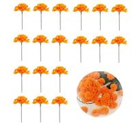 30 Pcs Artificial Marigold Flowers Silk Orange Heads with Stems Fake Mexican Festival Decor Day of the Dead Halloween Diwali Party Decoration Supplies DIY Craft Accessories Wedding Arrangements