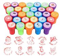 30 PCS Assorted Self-Inking Rubber Stamps for Kids, Teachers - Motivational Classroom Rewards, Review Stamps for Home School Prizes, Party Favors