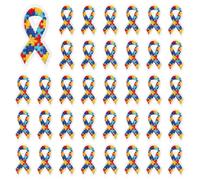 30 pcs Autism Awareness Iron on Patches Autism Awareness Ribbon Embroidered Sew Applique Repair Patch Support Campaign Charity Event DIY Crafts for Clothing Dress Backpack Hat Decorations