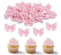 30 Pcs Baby Girl Cupcake Toppers,Pink Bow Cupcake Toppers,Bow Cake Topper Birthday Decorations, Mini Bowknot Cupcakes Picks For Coquette Theme Party Decoration,Bachelorette Bridal Engagement Wedding