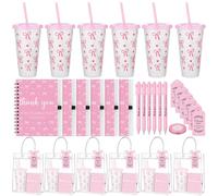 30 Pcs Baby Shower Favors for Guests Reusable Cup with Lid Straw Thank You Gift Notebook Ballpoint Pen Greeting Card Bag Baby Shower Game Prizes Player Gender Reveal Party Baptism Bridal Gifts