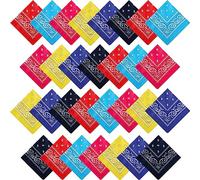 30 Pcs Bandanas Bulk Paisley Bandanas Unisex Head Wrap Scarf Cowboy Bandanas Headband Handkerchief for Women Men, Fresh Colors, about 54 x 54 cm/ 21.26 x 21.26 inches
