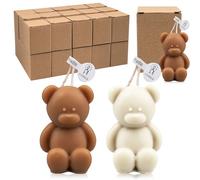 30 Pcs Bear Baby Shower Candle Favors Bear Baby Shower Favors for Guest Bears Party Favors Beewax Candles Bulk for Gifts Party Favors Decorations (White,Dark Brown)