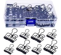 30 Pcs Black Binder Clips Assorted Sizes Paper Clamps for Office School and Home Supplies (15 Small +15 Medium)
