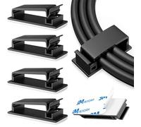 30 Pcs Black Cable Clips Self Adhesive Cable Management Under Desk, Plastic Wire Clips Cable Organisers Cord Holder Cable Tidy Clips