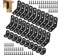 30 Pcs Black L Bracket Right Angle, 20x 20 mm and 40 x 40mm L Brackets, Stainless Steel Right Angle Braces, 90 Degree Corner Braces, with 100 Pcs Screws, for Wooden Furniture Window Shelf Desk