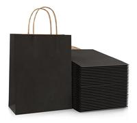 30 Pcs Black Paper Party Bags with Twist Handles, 120 GSM Kraft Large Black Paper Gift Bags for Kids Adults Party Favor Birthdays Christmas Baby Showers Weddings Retail and Sweet (27x21x11cm)