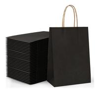 30 Pcs Black Paper Party Bags with Twist Handles, 120 GSM Kraft Small Black Paper Gift Bags for Kids Adults Party Favor Birthdays Christmas Baby Showers Weddings Retail and Sweet (21x8x15cm)