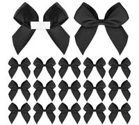 30 PCS Black Satin Ribbon Bows 5CM Pretied Bows with Sticky Gel Pads Self Adhesive Satin Bows for Gift Wrapping Bow Decorations for Birthday Party Wedding Decorations Crafts Gift Bakery Candy Bags