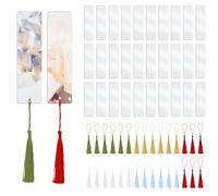 30 PCS Blank Acrylic Bookmark, Clear Acrylic DIY Bookmarks with 30 Multi-Color Bookmark Tassels for DIY and Graduation Gift Tag Decoration