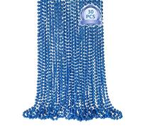 30 PCS Blue Bead Necklace, Blue Mardi Gras Beads Christmas Necklaces, 33" 4th of July Patriotic Beads Necklaces, Parade Throw Accessories for Independence Day Mardi Gras Hanukkah Pirate Theme Party