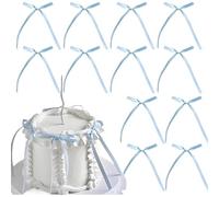 30 Pcs Blue Bow Cake Toppers - Coquette Aesthetic Ribbon Decorations For Cupcakes, Vintage Supplies Themed Party For Bridal