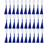 30 PCS Bookmark Tassels, Mini Tassels Silky Tassels for Bookmarks Handmade Bookmark Tassels for Resin DIY Craft Supplies and Home Decor (Sapphire blue)