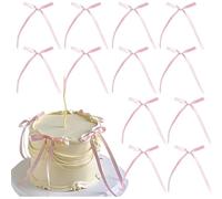 30 Pcs Bow Cake Toppers - Coquette Aesthetic Ribbon Decorations For Cupcakes, Themed Party Supplies Vintage For Bridal