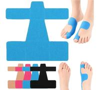 30 Pcs Bunion Tape, Pre-Cut Bunion Corrector Kinesiology Tape, Bunions Corrector & Relief, Big Toe Support and Pain Relief, Breathable Hypoallergenic Latex-Free Tapes (Blue)
