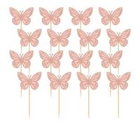 30 Pcs Butterfly Cupcake Toppers Assembled Butterfly Cake Toppers Glitter Butterflies Cake Picks Double Layers Cupcake Topper for Cake Decor Light Pink