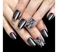 30 Pcs Butterfly Stick On Nails Glossy Full Covers False Nails Short Square Press On Nails Manicures Supplies