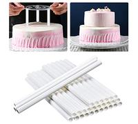 30 Pcs Cake Dowel Rods, 9.5 Inches White Plastic Cake Support Rods, Thicken Cake Round Dowels Straws with 0.4 Inch Diameter for Tiered Cake Construction and Stacking Supporting