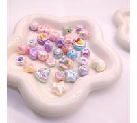 30 Pcs Candy Color Acrylic Beads, Colorful Hand-Painted Beads, Cute Plastic Loose Beads,DIY Hairpin Bracelet Cell Phone Jewelry Car Hanging Accessories, DIY Decorations Materials(Ice Cream)