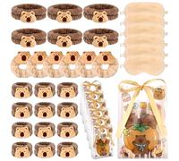30 Pcs Capybara Spa Sleepover Party Supplies for Girls Pamper Party Essentials Kit 6 Brown Spa Headband 6 Velvet Scrunchies 6 Sleep Eye Mask 6 Wristbands 6 Tote Bags for Women Slumber