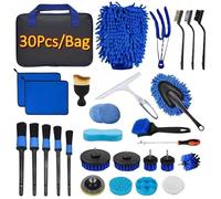 30 Pcs Car Detailing Brush Set, Soft Brush Interior Wheel Valet Pro Cleaning Kit, Electric Drill Scrubber & Waxing Sponge Tools, Multi-Purpose for Automotive, Home & Kitchen Cleaning