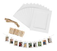 30 Pcs Cardboard Photo Frames, 4x6 Inch Cardboard Frames with Wooden Clips and String Hanging, Hanging Paper Picture Frames DIY Creative Photo Frames for Home Wall Decor (White)